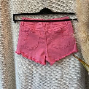Pink denim stretch shorts